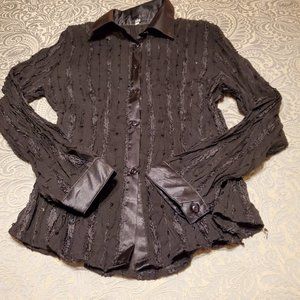 Black bouse w sequins and satiny trim